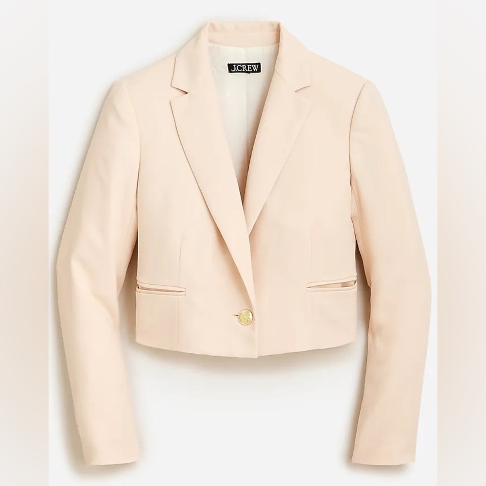 NWOT J.Crew Cropped Blazer City Crepe Raw Cashew Cream Size 4 Re-Imagined